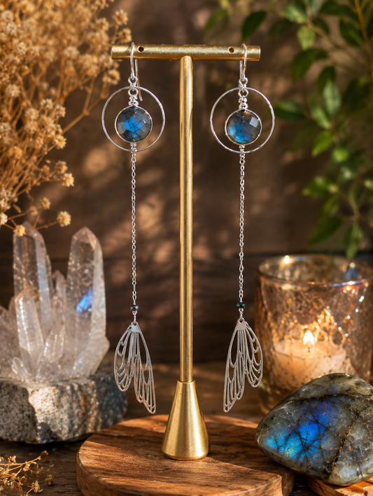 Labradorite Angel Wing Earrings