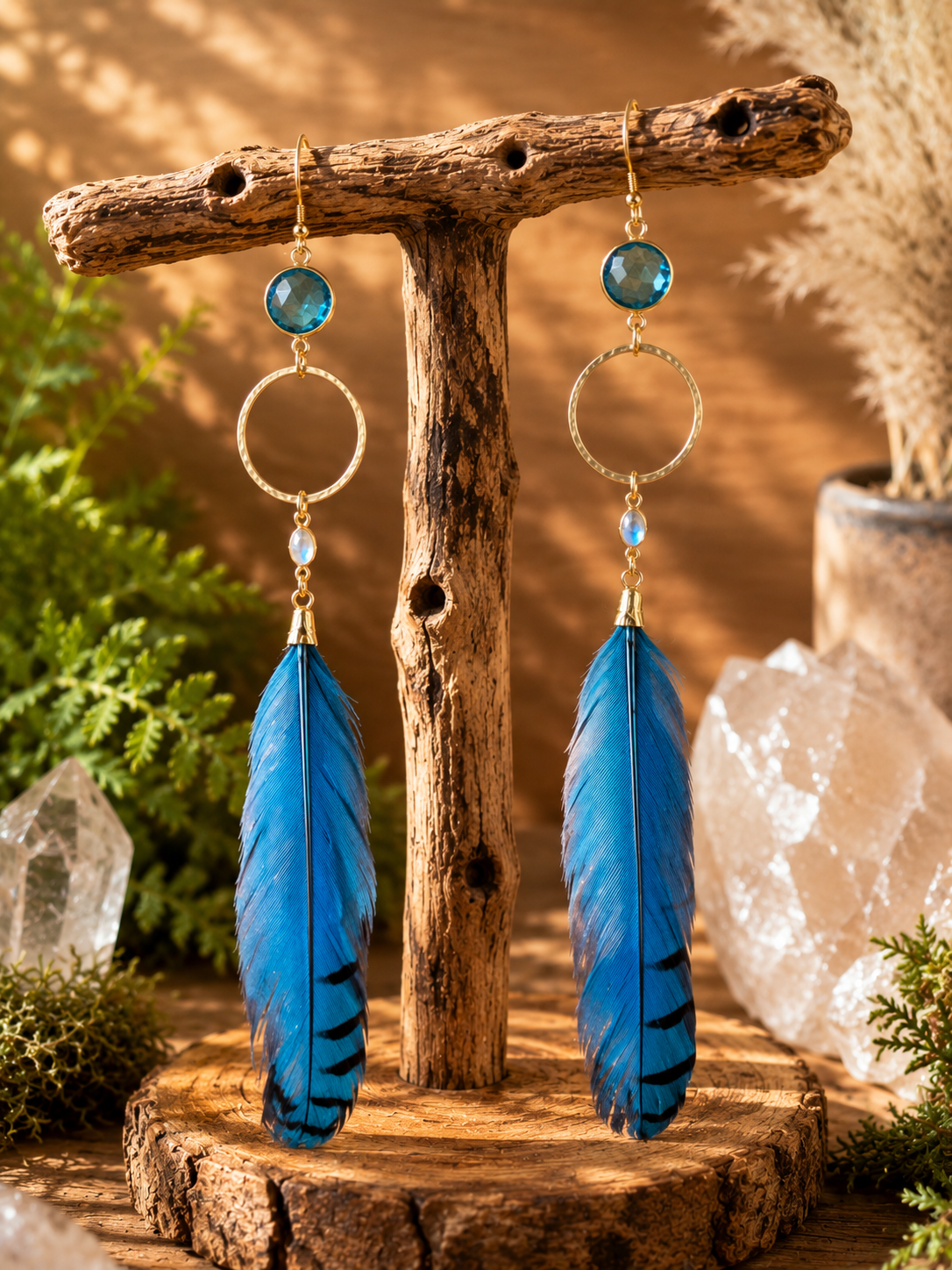 Bluejay Moonstone Spirit Earrings